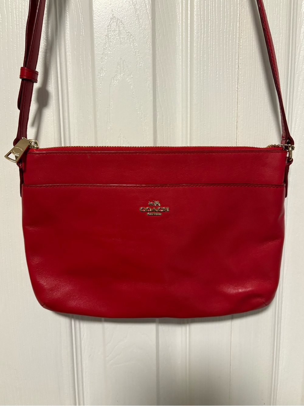 Vintage Coach Red Leather Crossbody Bag